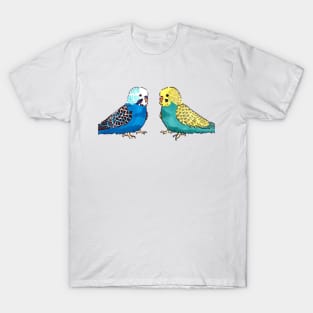 Budgie - blue mutation and Graywing in green line T-Shirt